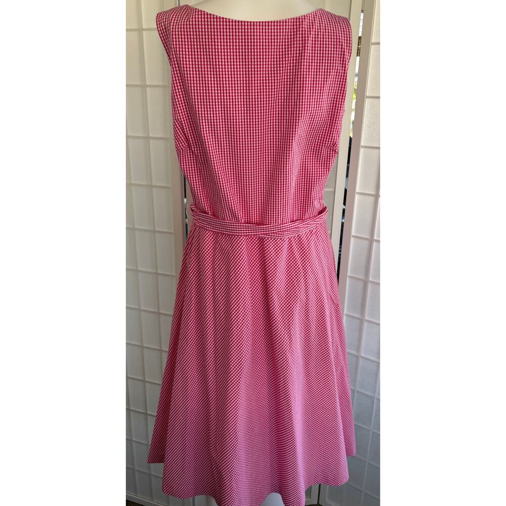 Liz Claiborne New York Pink Gingham Sleeveless Lined Side Zip Midi Dress Size 10 - Picture 2 of 14